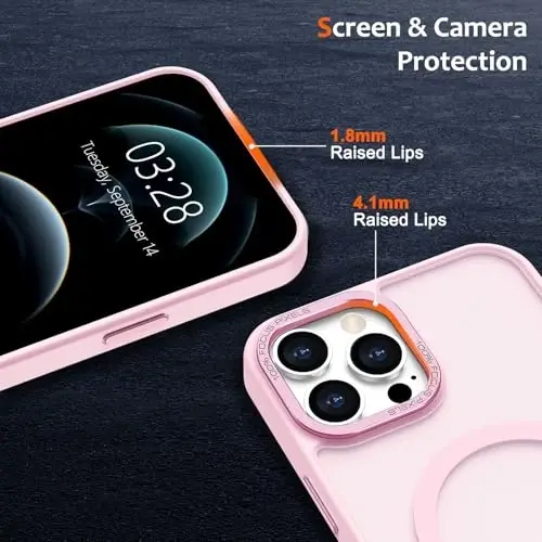 Anuck iPhone 12 Pro Max uchun g'ilof, MagSafe bilan mos magnit telefon g'ilofi, yumshoq TPU bamper qattiq shaffof mat orqa ingichka zarbaga chidamli himoya qopqog'i erkaklar ayollar qizlar uchun - Tender Pink - 3