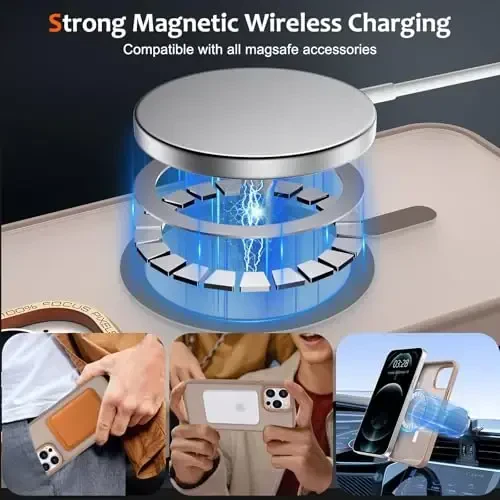 Anuck iPhone 12 Pro uchun g'ilof Magnitli telefon g'ilofi MagSafe bilan mos keladi, Yumshoq TPU bamperi Qattiq shaffof mat orqa Slim Fit zarbaga chidamli himoya qopqog'i erkaklar ayollar qizlar uchun - Jigarrang - 11