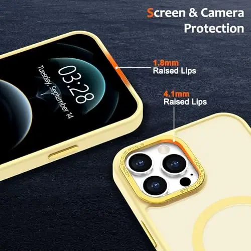 Anuck iPhone 12 Pro uchun g‘ilof Magnitli telefon g‘ilofi MagSafe bilan mos keladi, Yumshoq TPU bamperi Qattiq yarim shaffof mat orqa Slim Fit zarbga chidamli himoya qopqog‘i erkaklar ayollar qizlar uchun - Sariq - 3