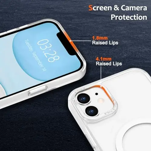 Anuck iPhone 12 Pro uchun g‘ilof Magnitli telefon g‘ilofi MagSafe bilan mos, yumshoq TPU bamperi qattiq shaffof mat orqa Slim Fit zarbga chidamli himoya qopqog‘i erkaklar ayollar qizlar uchun - Oq - 3