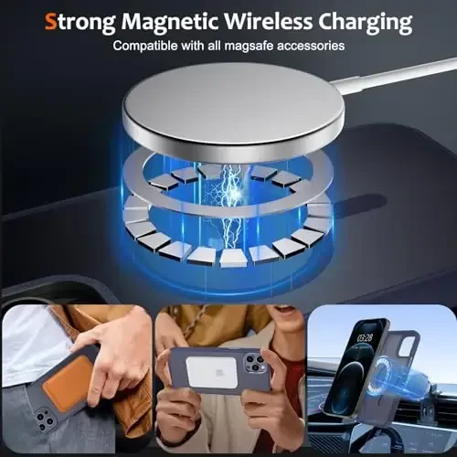 Anuck iPhone 12 Pro uchun gʻilof Magnitli telefon gʻilofi MagSafe bilan mos, Yumshoq TPU Bumper qattiq shaffof mat orqa Slim Fit zarbga chidamli himoya qopqogʻi erkaklar ayollar qizlar uchun - toʻq koʻk - 2