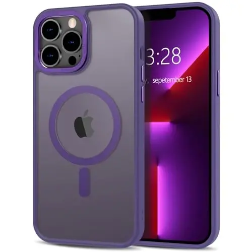 Anuck iPhone 12 Pro uchun g'ilof Magnitli telefon g'ilofi MagSafe bilan mos, Yumshoq TPU Bumper Qattiq yarim shaffof mat orqa Slim Fit zarbga chidamli himoya qopqog'i erkaklar ayollar qizlar uchun - To'q binafsha 
