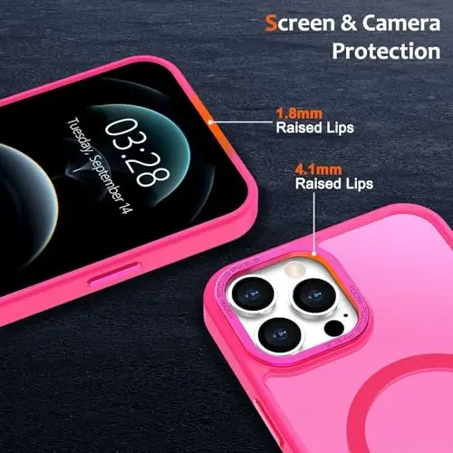 Anuck iPhone 12 Pro uchun g'ilof Magnitli telefon g'ilofi MagSafe bilan mos, Yumshoq TPU bumper Qattiq yarim shaffof mat orqa Yupqa Shokka chidamli himoya qopqog'i erkaklar ayollar qizlar uchun - To'q pushti - 3