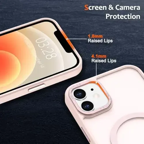 Anuck iPhone 12 uchun g'ilof Magnitli telefon g'ilofi MagSafe bilan mos keladi, Yumshoq TPU bamperi Qattiq yarim shaffof mat orqa Slim Fit zarbaga chidamli himoya qopqog'i erkaklar ayollar qizlar uchun - Pushti - 3