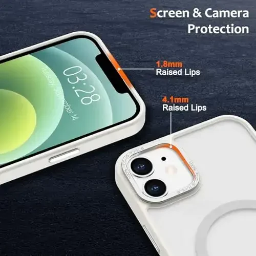 Anuck iPhone 12 uchun g'ilof Magnitli telefon g'ilofi MagSafe bilan mos keladi, Yumshoq TPU bumperli qattiq yarim shaffof mat orqa Slim Fit zarbaga chidamli himoya qopqog'i erkaklar ayollar qizlar uchun - Krem oq - 3