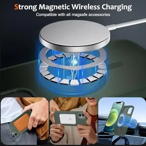 Anuck iPhone 12 uchun gʻilof Magnitli telefon gʻilofi MagSafe bilan mos, Yumshoq TPU bamper Qattiq yarim shaffof mat orqa Yupqa Shaklga mos Zarba oʻtkazmaydigan himoya qopqogʻi erkaklar ayollar qizlar uchun - Toʻq yashil - 2