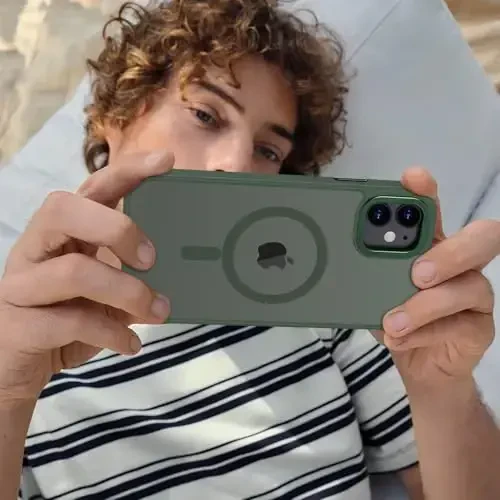 Anuck iPhone 12 uchun gʻilof MagSafe bilan mos keladigan magnit telefon gʻilofi, yumshoq TPU bamperi qattiq yarim shaffof mat orqa Slim Fit zarbaga chidamli himoya qopqogʻi erkaklar ayollar qizlar uchun - toʻq yashil - 6