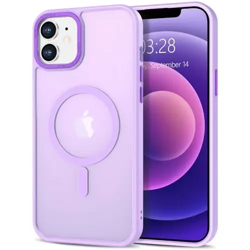 Anuck iPhone 12 uchun gʻilof MagSafe bilan mos keladigan magnit telefon gʻilofi, yumshoq TPU bumper, qattiq shaffof mat orqa, ingichka, zarbga chidamli himoya qopqogʻi erkaklar ayollar qizlar uchun - och binafsha - 1