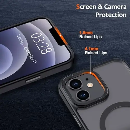 Anuck iPhone 12 uchun gʻilof MagSafe bilan mos keluvchi magnit telefon gʻilofi, yumshoq TPU bumperli qattiq shaffof mat orqa, ingichka, zarbga chidamli himoya qopqogʻi erkaklar, ayollar va qizlar uchun - Qora - 3