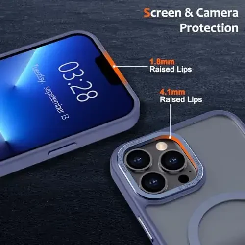 Anuck iPhone 13 Pro Max uchun g'ilof Magnit telefon g'ilofi MagSafe bilan mos keladi, Yumshoq TPU bamperi Qattiq shaffof mat orqa Slim Fit zarbaga chidamli himoya qopqog'i erkaklar ayollar qizlar uchun - Moviy - 3