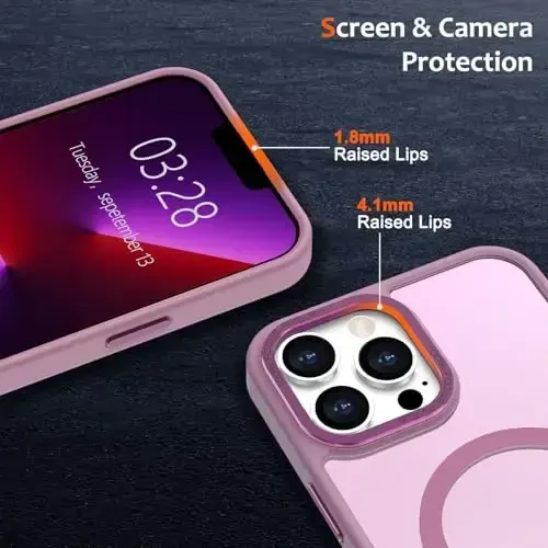 Anuck iPhone 13 Pro Max uchun gʻilof Magnit telefon gʻilofi MagSafe bilan mos keladi, Yumshoq TPU bamperi Qattiq shaffof mat orqa Yupqa zarbga chidamli himoya qopqogʻi erkaklar ayollar qizlar uchun - Uzum binafsha - 3