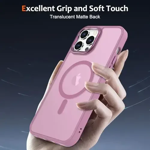 Anuck iPhone 13 Pro Max uchun gʻilof Magnit telefon gʻilofi MagSafe bilan mos keladi, Yumshoq TPU bamperi Qattiq shaffof mat orqa Yupqa zarbga chidamli himoya qopqogʻi erkaklar ayollar qizlar uchun - Uzum binafsha - 5