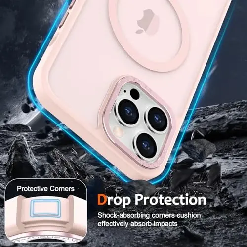 Anuck iPhone 13 Pro Max uchun gʻilof Magnitli telefon gʻilofi MagSafe bilan mos, Yumshoq TPU bumperli qattiq shaffof mat orqa Slim Fit zarbga chidamli himoya qopqogʻi erkaklar ayollar qizlar uchun - Pushti - 4