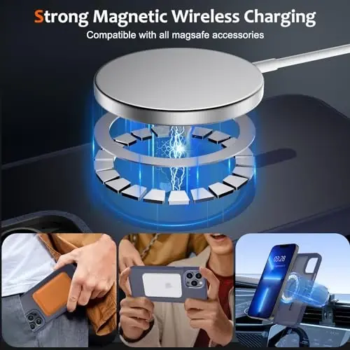 Anuck iPhone 13 Pro Max uchun g‘ilof, MagSafe bilan mos magnit telefon g‘ilofi, yumshoq TPU bamperli qattiq shaffof mat qopqoq, erkaklar, ayollar va qizlar uchun ingichka zarbga chidamli himoya qopqog‘i - to‘q ko‘k - 2