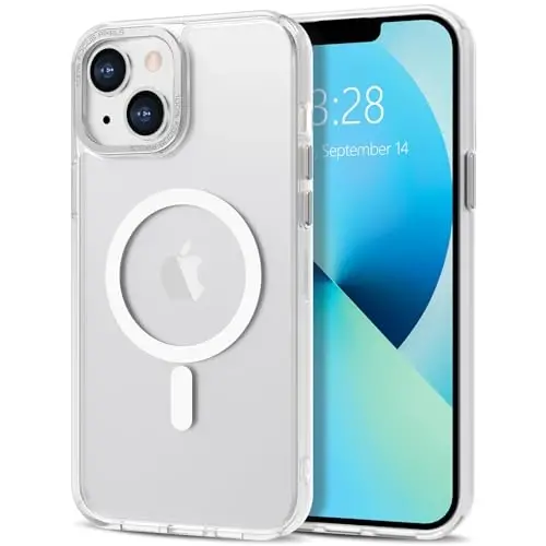 Anuck iPhone 13 uchun g'ilof Magnitli telefon g'ilofi MagSafe bilan mos, Yumshoq TPU bamper Qattiq yarim shaffof mat orqa Slim Fit zarbaga chidamli himoya qopqog'i erkaklar ayollar qizlar uchun - Oq - ANUCK