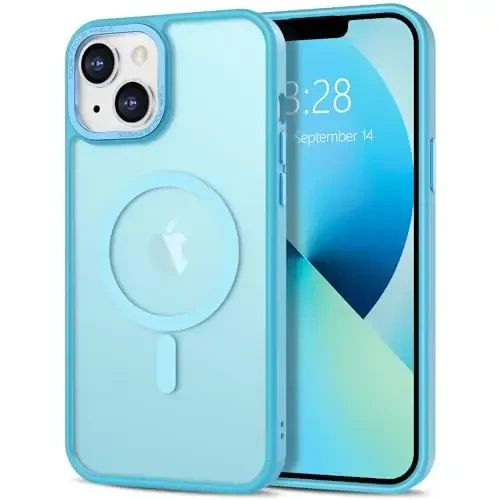 Anuck iPhone 13 uchun g'ilof Magnitli telefon g'ilofi MagSafe bilan mos, Yumshoq TPU bamper Qattiq yarim shaffof mat orqa Yengil zarbga chidamli himoya qopqog'i erkaklar ayollar qizlar uchun - Ko'k ko'l - 1
