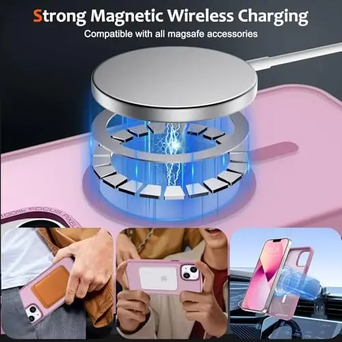 Anuck iPhone 13 uchun g'ilof Magnitli telefon g'ilofi MagSafe bilan mos, Yumshoq TPU bumper Qattiq shaffof mat orqa Slim Fit zarbaga chidamli himoya qopqog'i erkaklar ayollar qizlar uchun - Uzum binafsha - ANUCK (1)