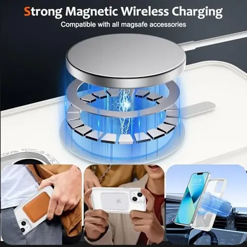 Anuck iPhone 13 uchun gʻilof, MagSafe bilan mos magnit telefon gʻilofi, yumshoq TPU bamperli qattiq yarim shaffof mat orqa, ingichka, zarbga chidamli himoya qopqogʻi, erkaklar, ayollar va qizlar uchun - Kremli oq - 2