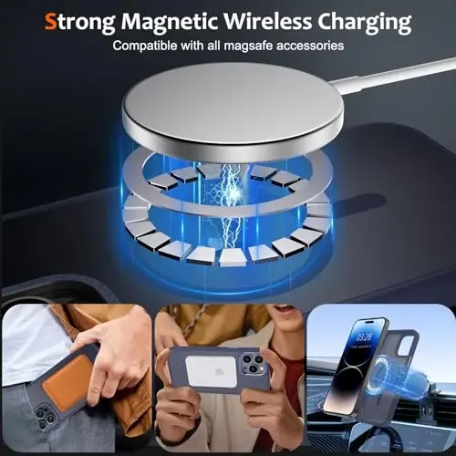 Anuck iPhone 14 Pro Max uchun g'ilof MagSafe bilan mos keluvchi magnit telefon g'ilofi, yumshoq TPU bamperli qattiq yarim shaffof mat orqa, ingichka, zarbga chidamli himoya qopqog'i erkaklar, ayollar va qizlar uchun - to'q ko'k - 2