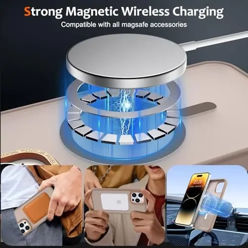 Anuck iPhone 14 Pro uchun gʻilof Magnitli telefon gʻilofi MagSafe bilan mos, Yumshoq TPU bamper Qattiq shaffof mat orqa Slim Fit zarbga chidamli himoya qopqogʻi erkaklar ayollar qizlar uchun - Jigarrang - 2