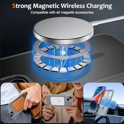 Anuck iPhone 14 uchun g'ilof Magnitli telefon g'ilofi MagSafe bilan mos keladi, Yumshoq TPU bamperli qattiq shaffof mat orqa Slim Fit zarbga chidamli himoya qopqog'i erkaklar ayollar qizlar uchun - Kulrang - 2