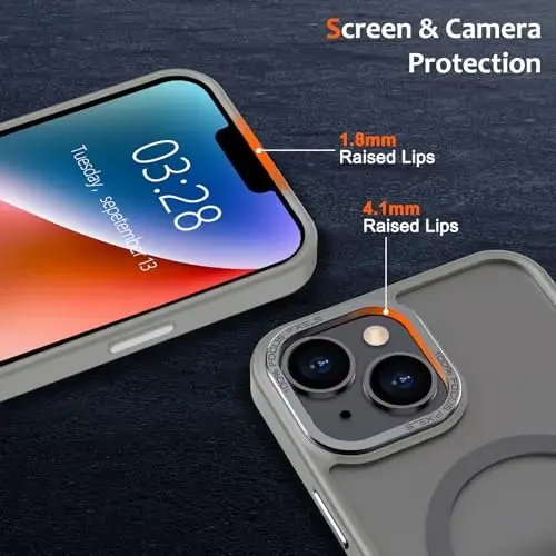 Anuck iPhone 14 uchun g'ilof Magnitli telefon g'ilofi MagSafe bilan mos keladi, Yumshoq TPU bamperli qattiq shaffof mat orqa Slim Fit zarbga chidamli himoya qopqog'i erkaklar ayollar qizlar uchun - Kulrang - 3