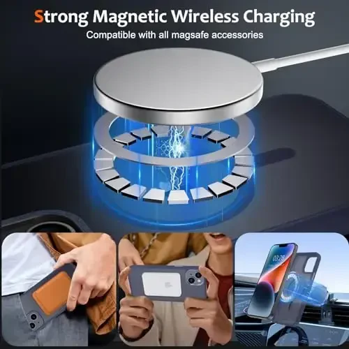 Anuck iPhone 14 uchun g'ilof Magnitli telefon g'ilofi MagSafe bilan mos keladi, Yumshoq TPU bumper qattiq shaffof mat orqa Slim Fit zarbaga chidamli himoya qopqog'i erkaklar ayollar qizlar uchun - To'q ko'k - 2