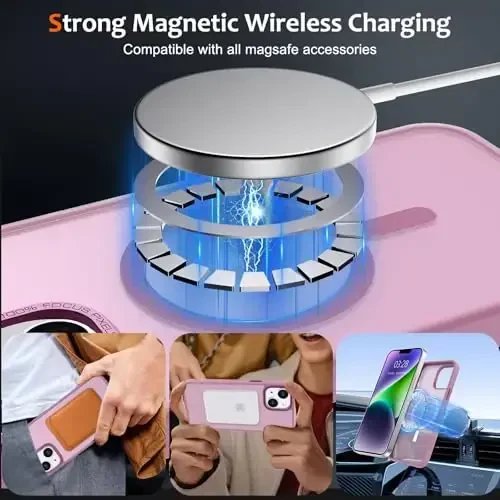 Anuck iPhone 14 uchun gʻilof Magnitli telefon gʻilofi MagSafe bilan mos keladi, Yumshoq TPU bumperli qattiq yarim shaffof mat orqa Slim Fit zarbaga chidamli himoya qopqogʻi erkaklar ayollar qizlar uchun - Uzum binafsha - 2