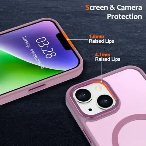 Anuck iPhone 14 uchun gʻilof Magnitli telefon gʻilofi MagSafe bilan mos keladi, Yumshoq TPU bumperli qattiq yarim shaffof mat orqa Slim Fit zarbaga chidamli himoya qopqogʻi erkaklar ayollar qizlar uchun - Uzum binafsha - 3