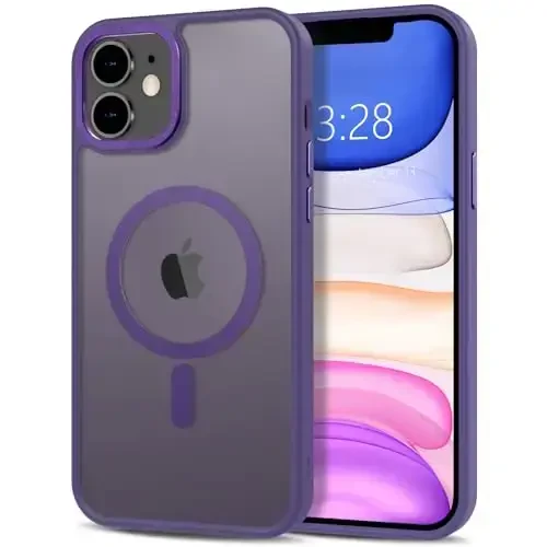 Anuck iPhone 14 uchun g'ilof Magnitli telefon g'ilofi MagSafe bilan mos, yumshoq TPU bamperi qattiq yarim shaffof mat orqa ingichka zarbga chidamli himoya qopqog'i erkaklar ayollar qizlar uchun - to'q binafsha - 12