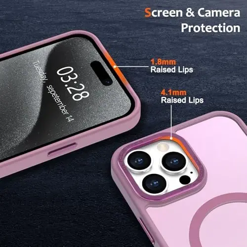 Anuck iPhone 15 Pro Max uchun gʻilof Magnitli telefon gʻilofi MagSafe bilan mos keladi, Yumshoq TPU bamperi Qattiq yarim shaffof mat orqa Yupqa zarbaga chidamli himoya qopqogʻi erkaklar ayollar qizlar uchun - Uzum binafsha - 11