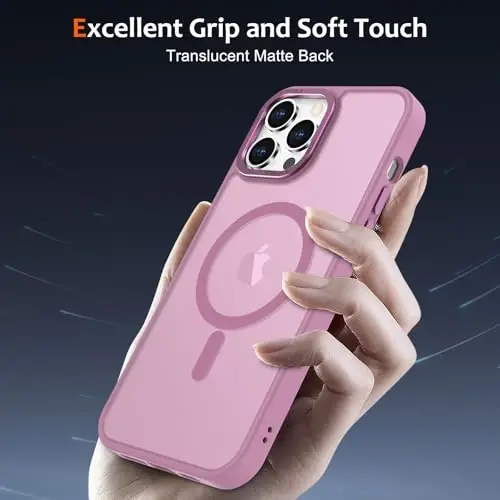 Anuck iPhone 15 Pro Max uchun gʻilof Magnitli telefon gʻilofi MagSafe bilan mos keladi, Yumshoq TPU bamperi Qattiq yarim shaffof mat orqa Yupqa zarbaga chidamli himoya qopqogʻi erkaklar ayollar qizlar uchun - Uzum binafsha - 5