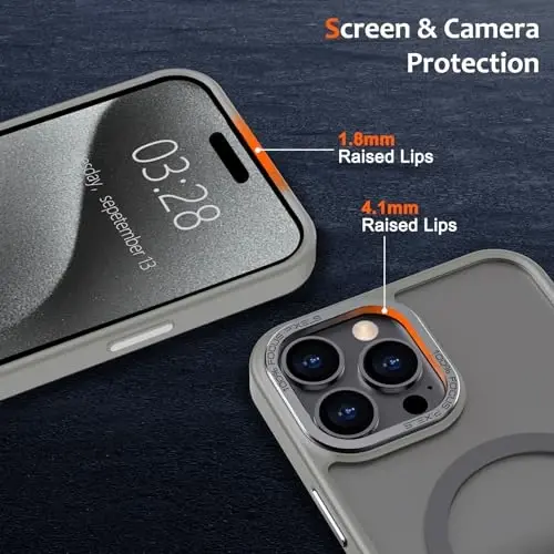 Anuck iPhone 15 Pro Max uchun g'ilof MagSafe bilan mos keladigan magnit telefon g'ilofi, yumshoq TPU bamperi qattiq shaffof mat orqa yuzasi yupqa zarbga chidamli himoya qopqog'i erkaklar ayollar qizlar uchun - kulrang - 3