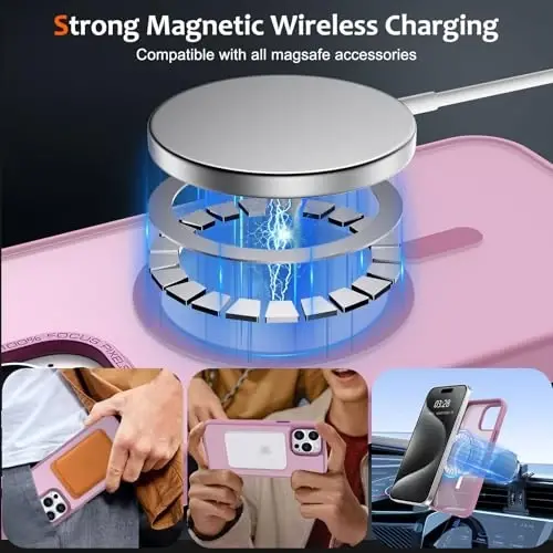 Anuck iPhone 15 Pro uchun gʻilof, MagSafe bilan mos keladigan magnit telefon gʻilofi, yumshoq TPU bamperli qattiq yarim shaffof mat orqa yupqa zarbga chidamli himoya qopqogʻi erkaklar, ayollar va qizlar uchun - toʻq binafsha - 2