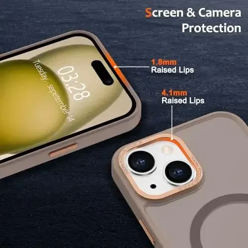 Anuck iPhone 15 uchun g‘ilof, MagSafe bilan mos magnit telefon g‘ilofi, yumshoq TPU bamperi qattiq yarim shaffof mat orqa nozik zarbga chidamli himoya qopqog‘i erkaklar ayollar qizlar uchun - jigarrang - 3