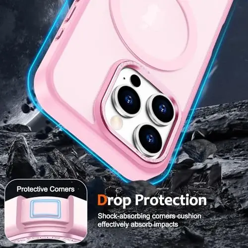 Anuck iPhone 16 Pro Max uchun g'ilof MagSafe bilan mos keladigan magnit telefon g'ilofi, yumshoq TPU bamperi qattiq shaffof mat orqa Slim Fit zarbga chidamli himoya qopqog'i erkaklar ayollar qizlar uchun - Tender Pink - 4