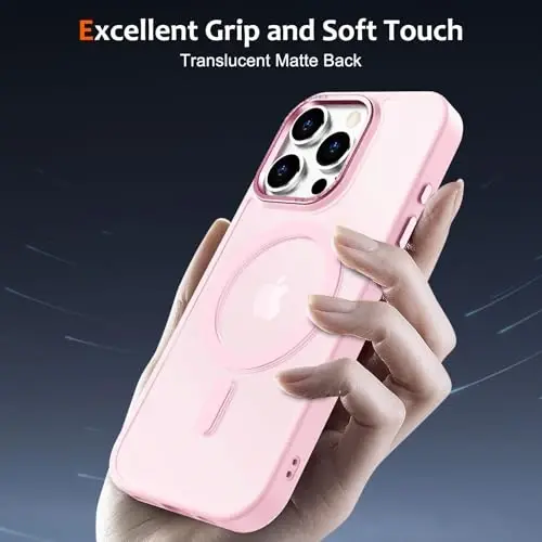 Anuck iPhone 16 Pro Max uchun g'ilof MagSafe bilan mos keladigan magnit telefon g'ilofi, yumshoq TPU bamperi qattiq shaffof mat orqa Slim Fit zarbga chidamli himoya qopqog'i erkaklar ayollar qizlar uchun - Tender Pink - 5
