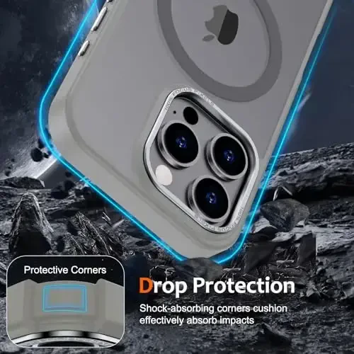 Anuck iPhone 16 Pro Max uchun gʻilof MagSafe bilan mos keluvchi magnit telefon gʻilofi, yumshoq TPU bamperi qattiq shaffof mat orqa nozik zarbaga chidamli himoya qopqogʻi erkaklar ayollar qizlar uchun - kulrang - 4