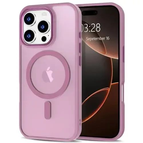 Anuck iPhone 16 Pro uchun g'ilof Magnitli telefon g'ilofi MagSafe bilan mos keladi, Yumshoq TPU Bumper Qattiq yarim shaffof mat orqa Slim Fit zarbaga chidamli himoya qopqog'i erkaklar ayollar qizlar uchun - uzum binafsha - 12