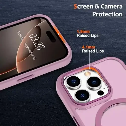 Anuck iPhone 16 Pro uchun g'ilof Magnitli telefon g'ilofi MagSafe bilan mos keladi, Yumshoq TPU Bumper Qattiq yarim shaffof mat orqa Slim Fit zarbaga chidamli himoya qopqog'i erkaklar ayollar qizlar uchun - uzum binafsha - 10