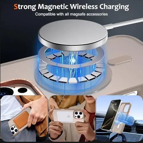 Anuck iPhone 16 Pro uchun g'ilof MagSafe bilan mos keladigan magnit telefon g'ilofi, yumshoq TPU bamperi qattiq shaffof mat orqa slim fit zarbaga chidamli himoya qopqog'i erkaklar ayollar qizlar uchun - jigarrang - ANUCK (1)