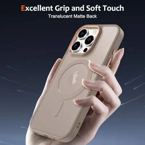Anuck iPhone 16 Pro uchun g'ilof MagSafe bilan mos keladigan magnit telefon g'ilofi, yumshoq TPU bamperi qattiq shaffof mat orqa slim fit zarbaga chidamli himoya qopqog'i erkaklar ayollar qizlar uchun - jigarrang - 5