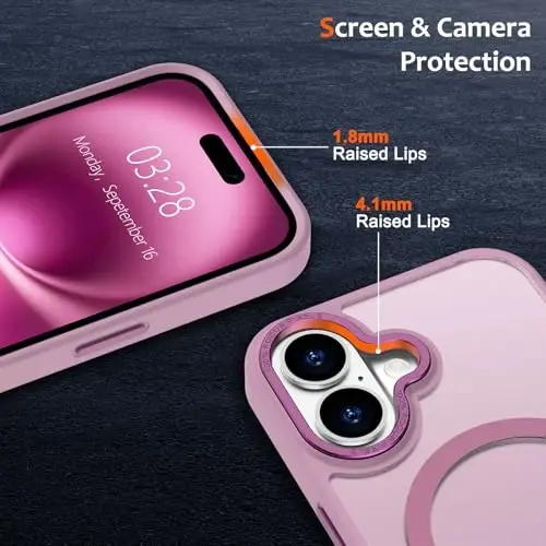 Anuck iPhone 16 uchun g'ilof Magnitli telefon g'ilofi MagSafe bilan mos keladi, Yumshoq TPU bumperli qattiq shaffof mat orqa Slim Fit zarbaga chidamli himoya qopqog'i erkaklar ayollar qizlar uchun - Uzum binafsha - 3