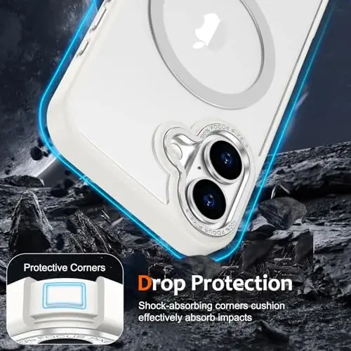 Anuck iPhone 16 uchun gʻilof Magnitli telefon gʻilofi MagSafe bilan mos, Yumshoq TPU bamper Qattiq yarim shaffof mat orqa Slim Fit zarbga chidamli himoya qopqog'i erkaklar ayollar qizlar uchun - Kremli oq - 4