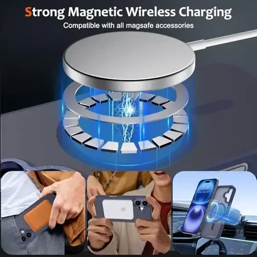 Anuck iPhone 16 uchun gʻilof Magnitli telefon gʻilofi MagSafe bilan mos, Yumshoq TPU bamperi Qattiq shaffof mat orqa Yengil zarbga chidamli himoya qopqogʻi erkaklar ayollar qizlar uchun - Toʻq koʻk - ANUCK (1)