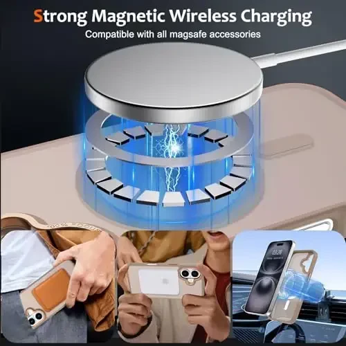 Anuck iPhone 16 uchun g'ilof MagSafe bilan mos keladigan magnit telefon g'ilofi, yumshoq TPU bamperli qattiq shaffof mat orqa yupqa zarbga chidamli himoya qopqog'i erkaklar ayollar qizlar uchun - jigarrang - ANUCK (1)