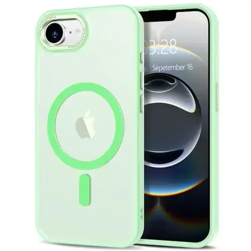 Anuck iPhone 16e uchun g'ilof Magnitli telefon g'ilofi MagSafe bilan mos, Yumshoq TPU bamper Qattiq yarim shaffof mat orqa Slim Fit zarbaga chidamli himoya qopqog'i erkaklar ayollar qizlar uchun - Yashil 