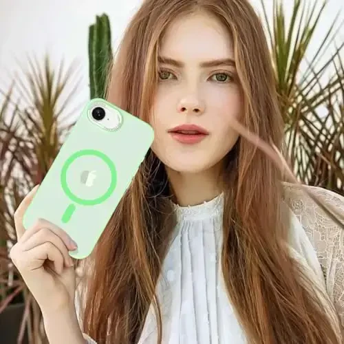 Anuck iPhone 16e uchun g'ilof Magnitli telefon g'ilofi MagSafe bilan mos, Yumshoq TPU bamper Qattiq yarim shaffof mat orqa Slim Fit zarbaga chidamli himoya qopqog'i erkaklar ayollar qizlar uchun - Yashil - 6
