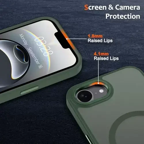 Anuck iPhone 16e uchun g'ilof, MagSafe bilan mos keladigan magnit telefon g'ilofi, yumshoq TPU bamperi qattiq shaffof mat orqa ingichka zarbga chidamli himoya qopqog'i erkaklar ayollar qizlar uchun - to'q yashil - 3