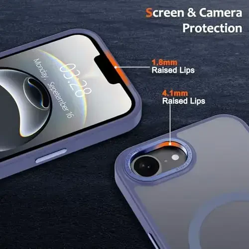 Anuck iPhone 16e uchun g'ilof MagSafe bilan mos keladigan magnit telefon g'ilofi, yumshoq TPU bumper qattiq shaffof mat orqa Slim Fit zarbga chidamli himoya qopqog'i erkaklar ayollar qizlar uchun - ko'k - 3